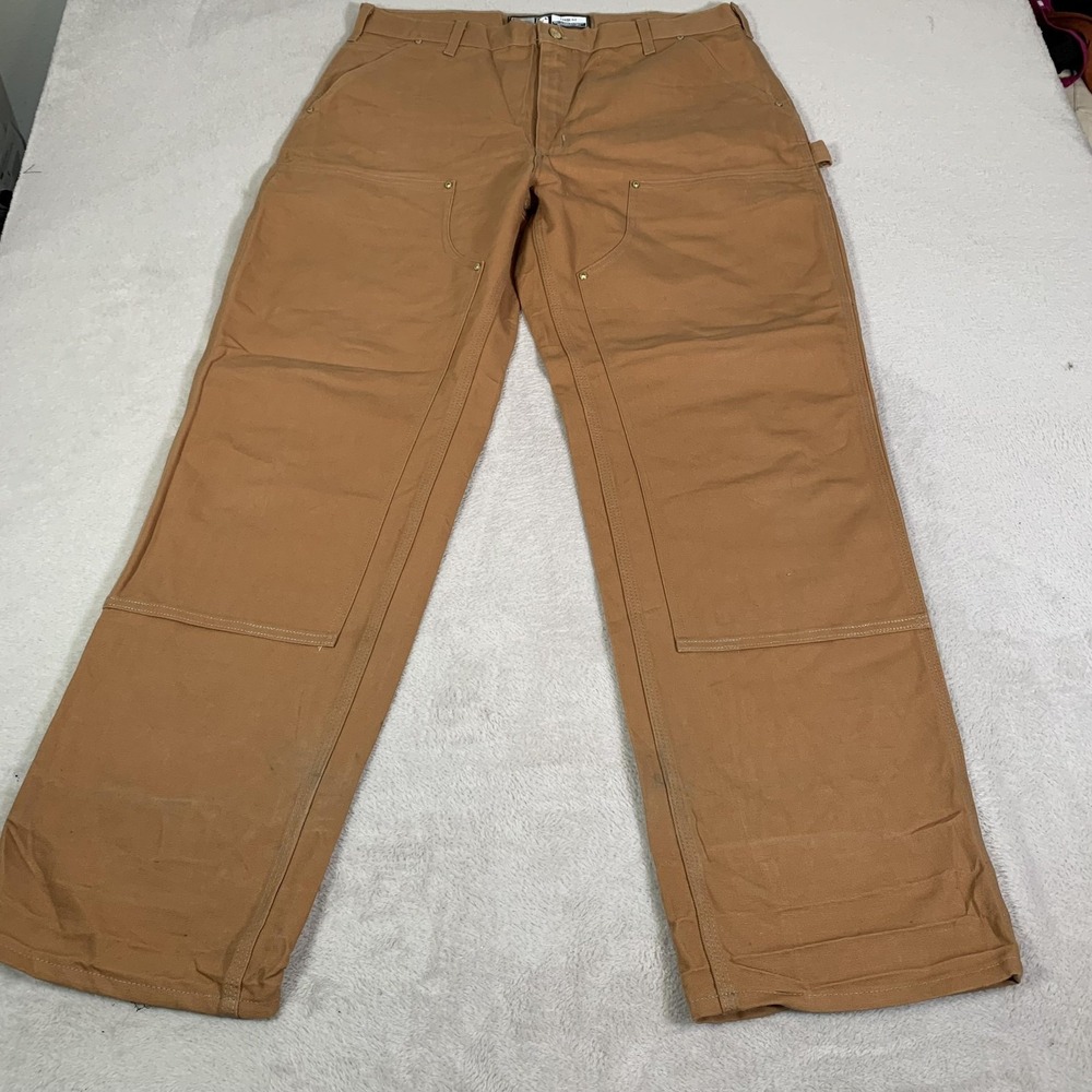 Carhartt B01 Pants Mens 38x34 (Tag 38x32)‎ Brown Carpenter Canvas Workwear USA